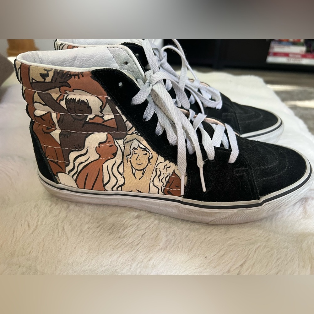 Vans Sk8-Hi Sneakers Breast Cancer Awareness Graphic Print Black Suede Size 9.5 - Picture 5 of 16